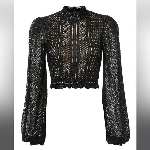 Ronny Kobo Collection Tops - Ronny Kobo Elegant Cropped Black Lace Top